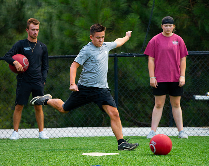liberty university campus recreation athletic training services student-athletes playing kickball