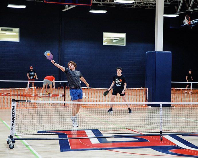 inside lahaye student center liberty university students playing recreational sports